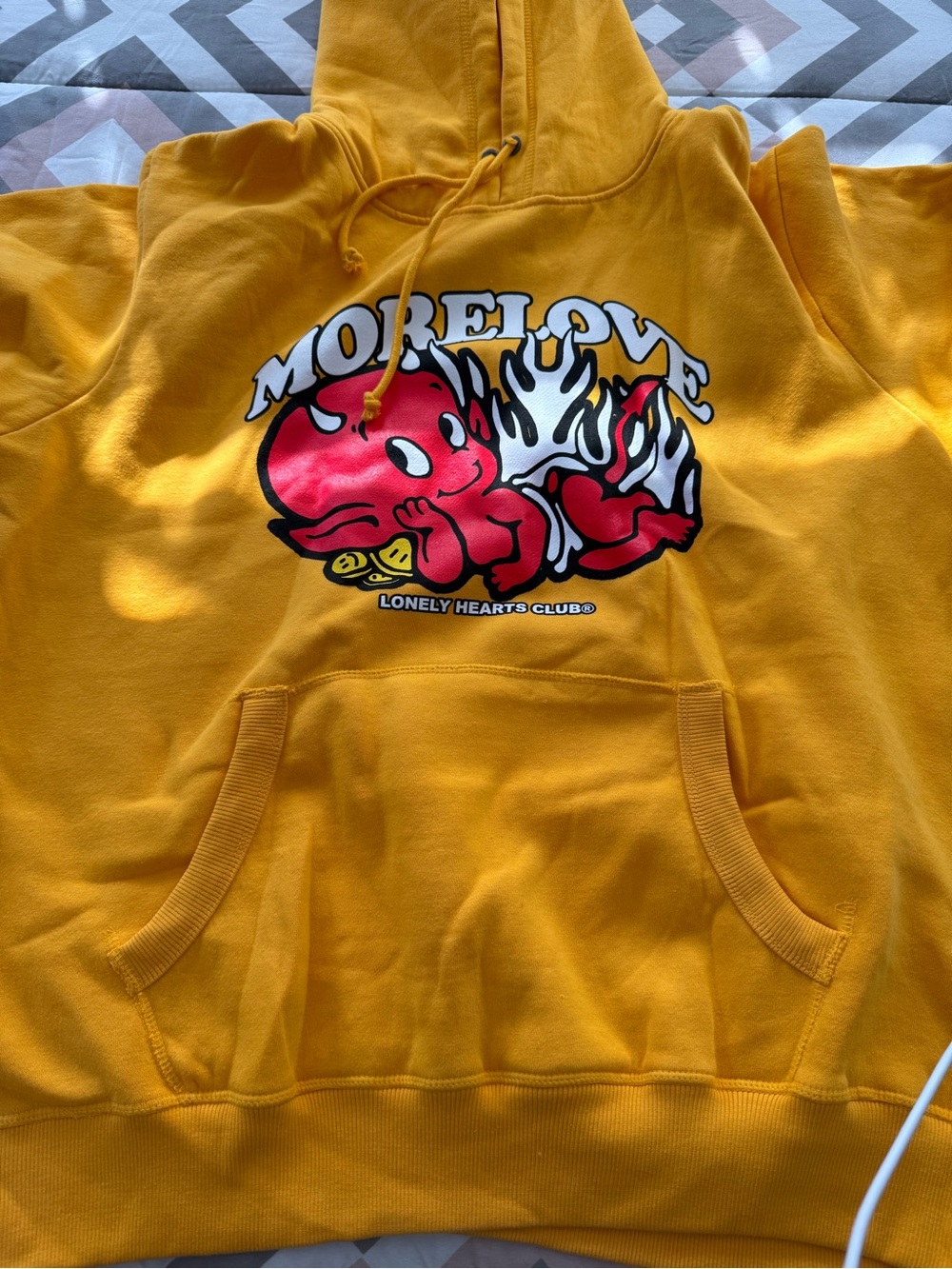 Lonely Hearts Club MoreLove Mens Yellow Pullover Hoodie